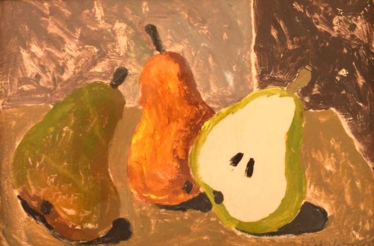 ERIC CEDERBERG, listed Swedish artist. Still life with pears.
Gouache on cardboard.