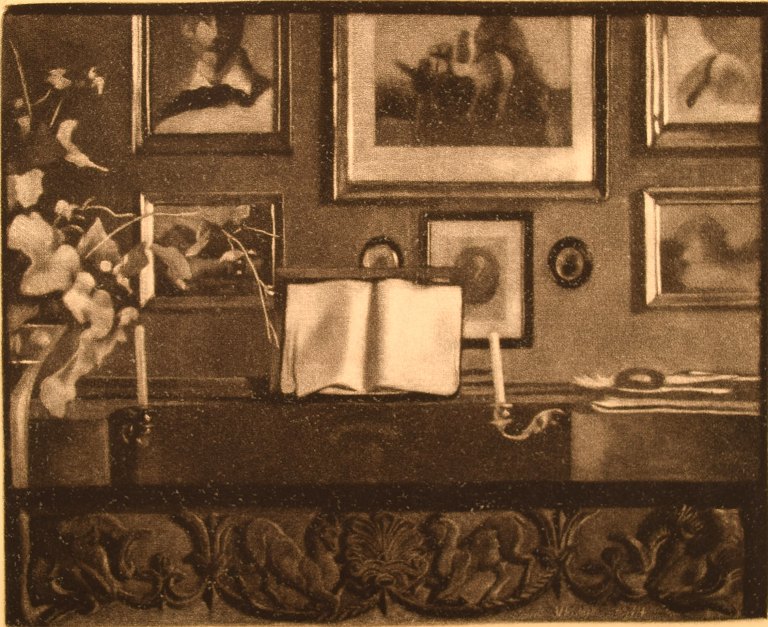 Gustav V. Blom (1853-1942). Interior with piano. Dated 1914.
Etching
