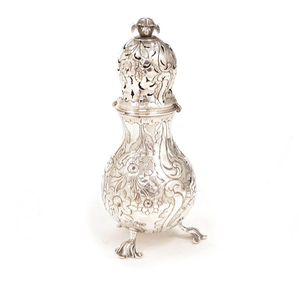 Axel J. Krøyer, Copenhagen, 1718-54: Sugar caster, Silver. Dated 1745. H: 18cm. 
G: 163gr