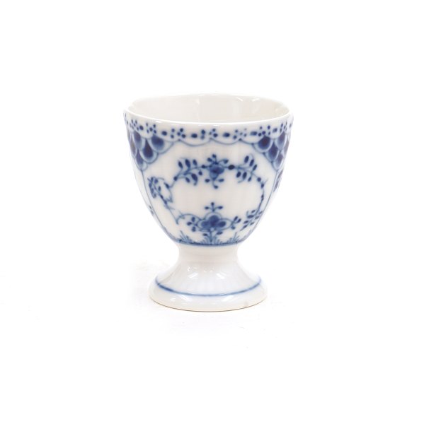 Royal Copenhagen: A blue fluted half lace egg cup. #1/80. H: 6cm