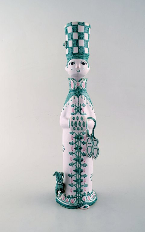 Bjørn Wiinblad unique ceramic figure. "Winter" in green "Seasons". Signed and 
dated. 1987.
