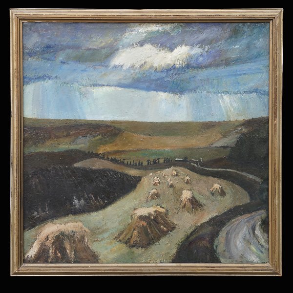 Erik Raadal, 1905-41, oil on canvas. Denmark circa 1935. Visible size: 99x99cm. 
With frame: 109x109cm