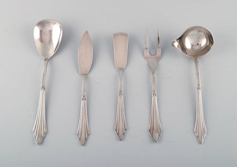 WMF, Germany. Five art deco Facker serving parts in plated silver. 1930