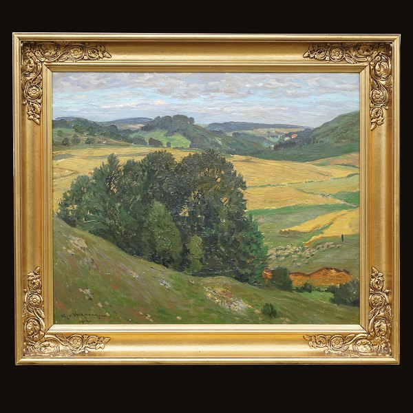 Hans Richard von Volkmann, 1860-1927, oil on platte. Landscape. Signed and dated 
1918. Visible size: 43x53cm. With frame: 56x66cm