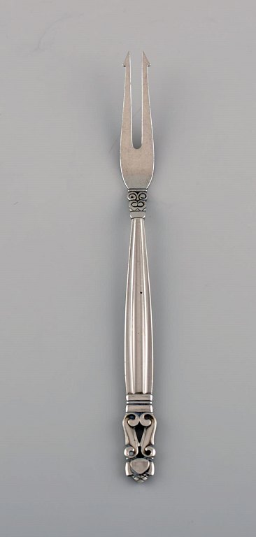 Georg Jensen Acorn pickles fork in sterling silver.
