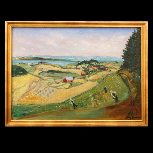 Jens Søndergaard, 1895-1957, Öl auf Leinen. Landschaft Nordjütland. Signiert 
Jens Søndergaard. Lichtmasse: 68x93cm. Mit Rahmen: 77x102cm