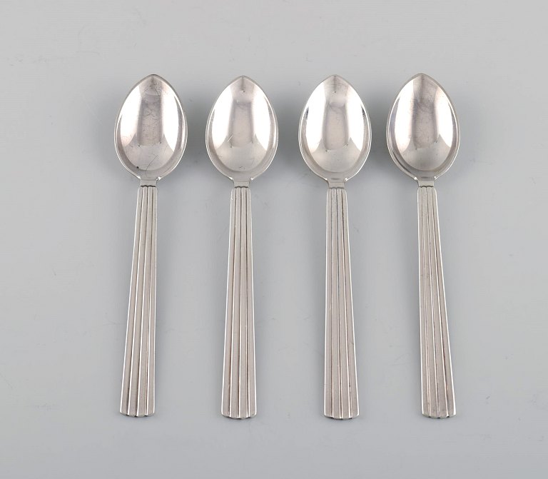 Sigvard Bernadotte for Georg Jensen. Four Bernadotte teaspoons in sterling 
silver.
