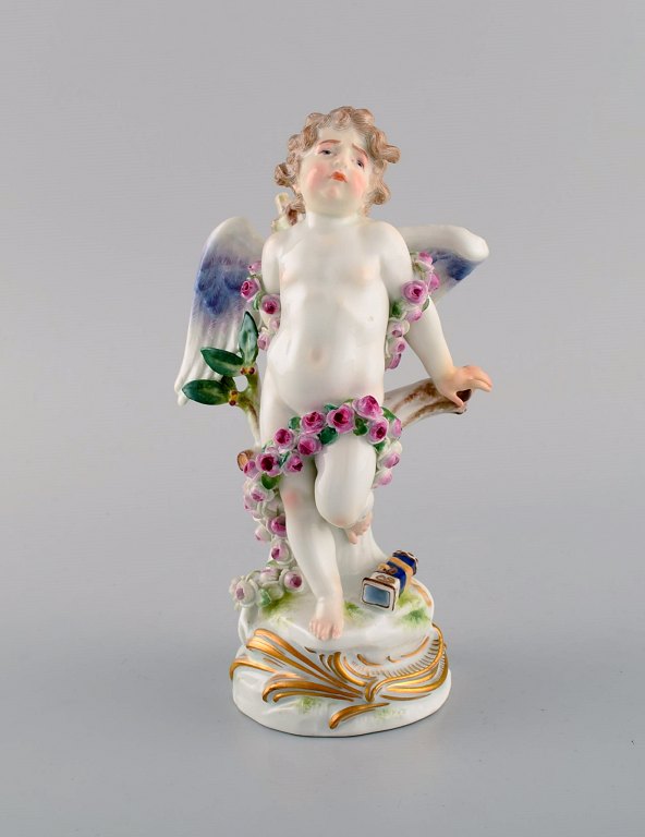 Antik Meissen figur i håndmalet porcelæn. Lænket amor. Sent 1800-tallet.
