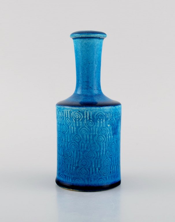 Nils Kähler (1906-1979) for Kähler. Vase i glaseret keramik. Smuk glasur i blå 
nuancer. 1960