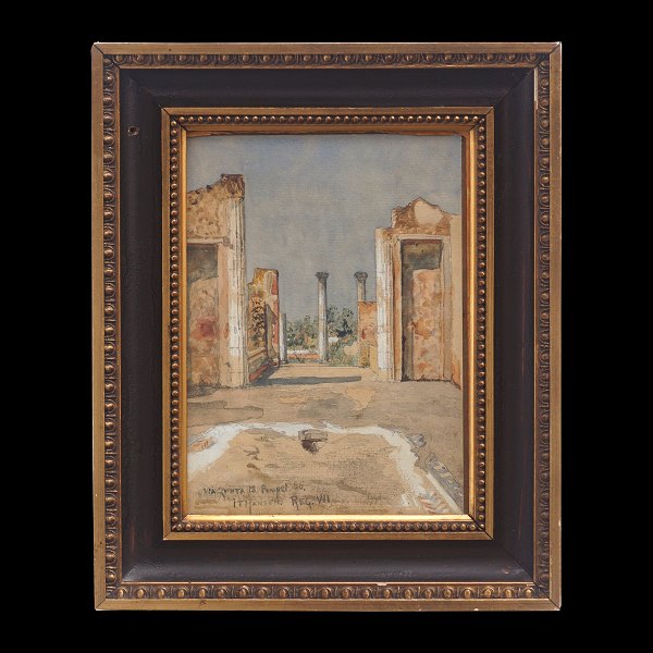 Water color from Pompeji by Josef Theodor Hansen, 1848-1912. Visible size: 
18x13cm. With frame: 26x21cm