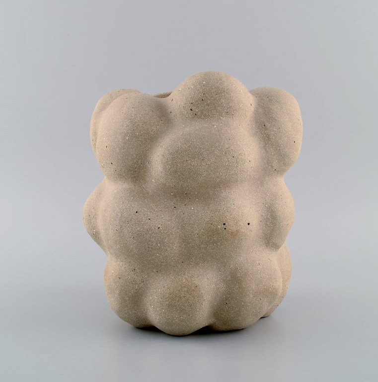 Christina Muff, Danish contemporary ceramicist (b. 1971). Unique unglazed 
stoneware vase in organic shape (glazed inside).
