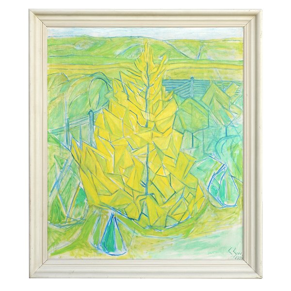 Christine Swane, 1876-1960, Öl auf Leinen. Signiert und datiert 1958. Lichtmasse: 89x74cm. Mit Rahmen: 103x88cm