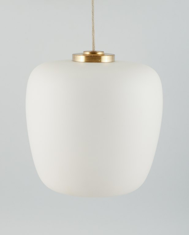 Fog & Mørup pendant in frosted opal glass with brass mounting.