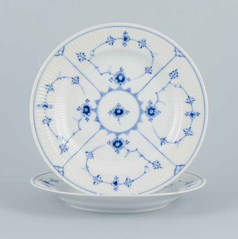 Royal Copenhagen, Blue Fluted Plain, a set of two dinner plates.