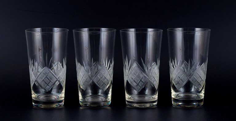 "Wien Antik", "Lyngby Glas", Denmark, four drinking glasses.