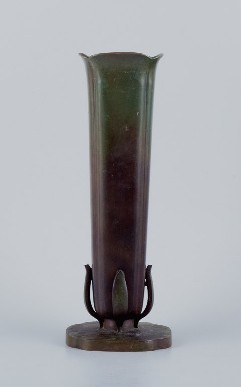 GAB, Sweden, large art deco bronze vase.