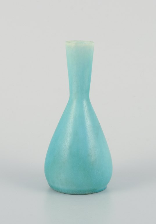 Carl Harry Stålhane for Rörstrand, Sweden, small ceramic vase in beautiful 
turquoise glaze.