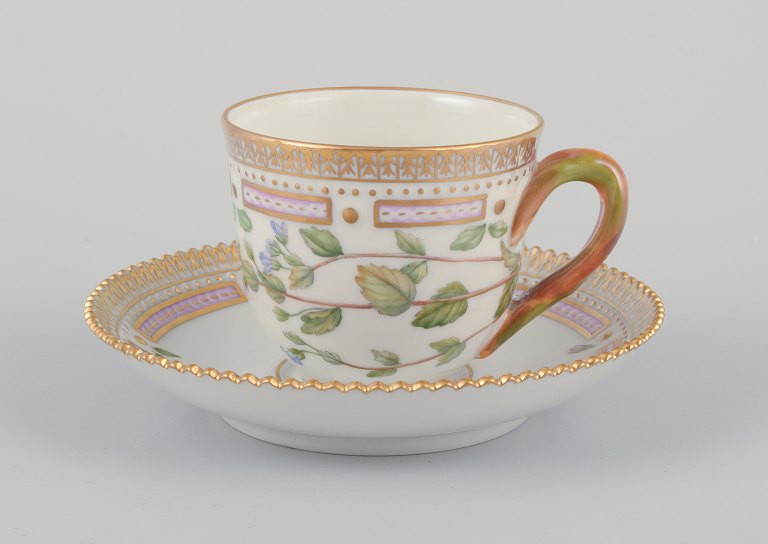 Royal Copenhagen Flora Danica demitasse cup with saucer.
