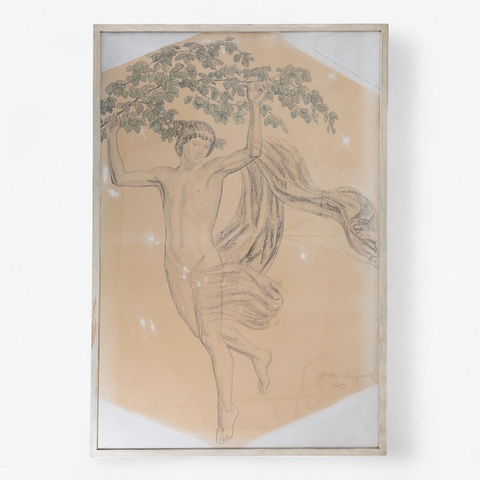 Joachim SkovgaardLarge pencil sketch and light coloring in painted wooden frame from 1910. Signed by the artist.1 pc. in stock