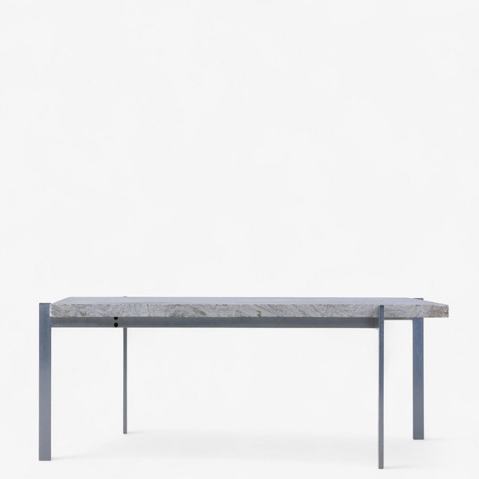 Poul Kjærholm / E. Kold Christensen.PK 61 - Coffee table with Cippolini marble top on steel frame. Manufacturer