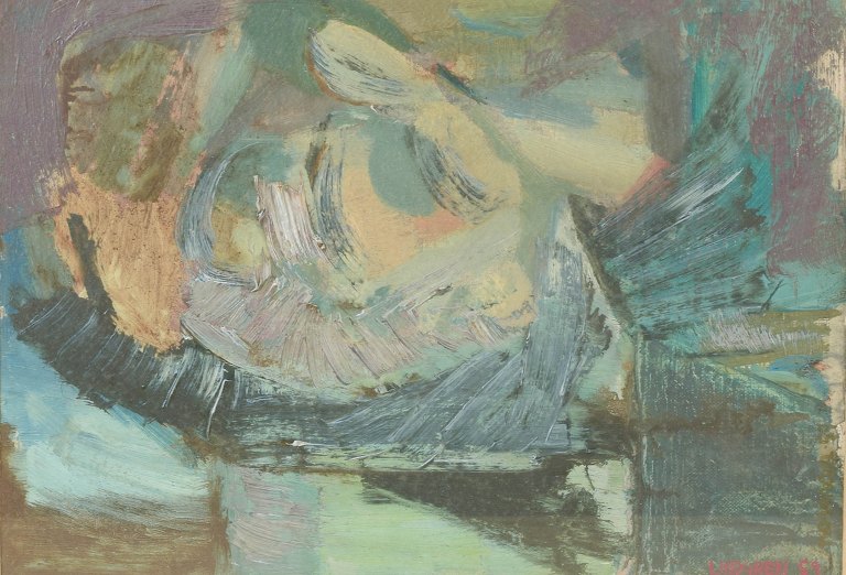 Bo Lindgren (1935–1991)Abstrakt kompositionOlie på papir, indrammet bag glas