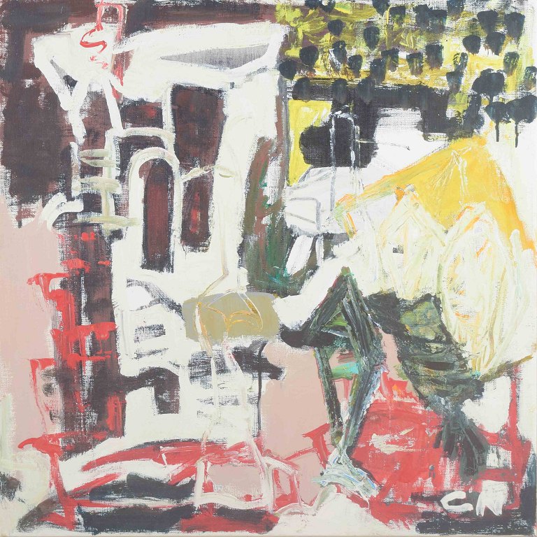 Christel Maria Nolle (f. 1944)“Landskab”. 1995.Olie på lærred.