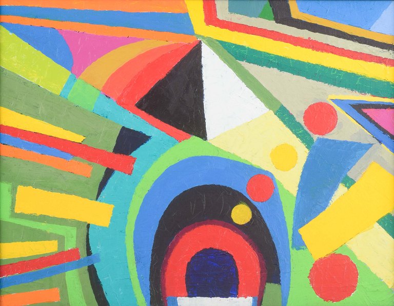 Skandinavisk kunstnerKonkret komposition.Olie på lærred.