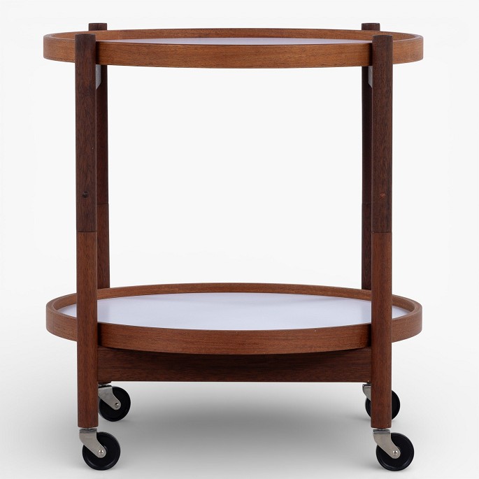 Hans Bølling / Brdr. Krüger.Teak tray table with two reversible trays in black and white formica. Manufacturer