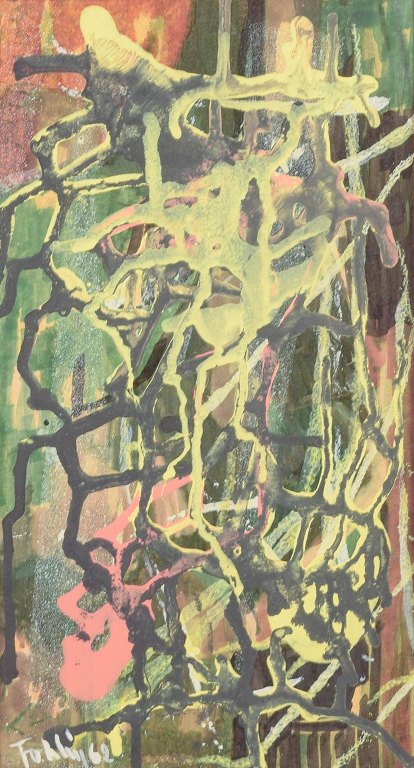 Gunnar Fohlin, mixed media på papir, svensk kunstner.