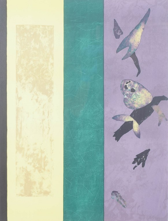 Bent Holstein, colour lithograph, listed Danish visual artist.