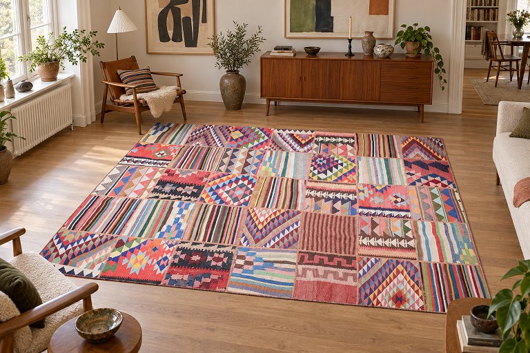 Large kilim carpet, circa 1970s.