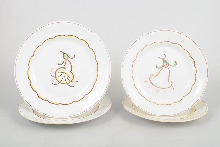 Wilhelm Kåge for Gustavsberg, Prior sæt med to frokosttallerkener og to middagstallerkener.